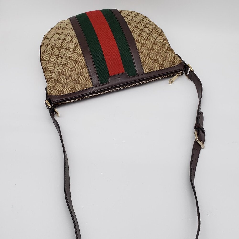Authentic Gucci Ophidia GG Supreme Crossbody/Web Stripe Canvas Shoulder Bag - Picture 7 of 16